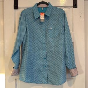 Women’s Cinch Long Sleeve Blue Button Down Shirt